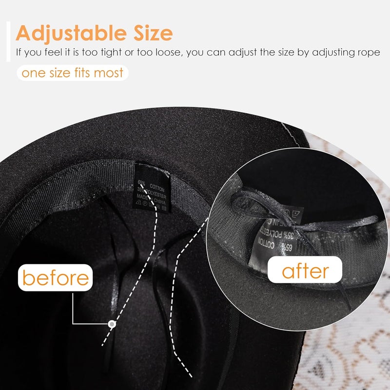 Gossifan Western Cowboy & Cowgirl Hat Felt Wide Brim Women Men Fedora Hats - Image 4